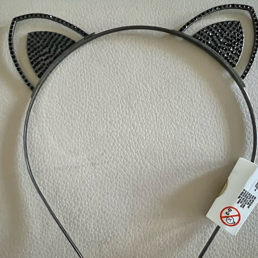 Black Crystal Cat Ear Headband